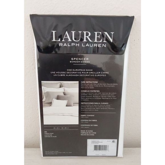 Ralph Lauren SPENCER BORDER SATEEN Cotton 300TC Clay Tan European Pillow Sham - Picture 7 of 9